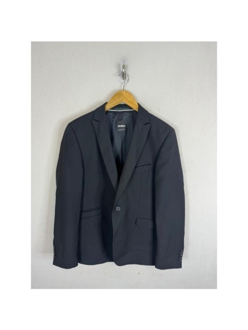 Strellson Cisco Mens Black Textured One Button Blazer Jacket Men 38R